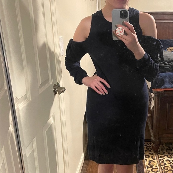 ASOS navy sweater dress open shoulder - Picture 2 of 7